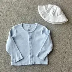 【美品】プチバトーリブ長袖カーディガン 12m/74cm 水色