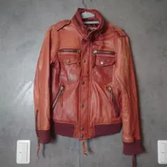 ハウスオブブルース レザー ライダースジャケット 赤