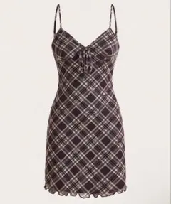 SHEIN チェック柄 キャミワンピース スリップドレス