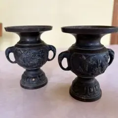 高岡銅器 金工師 渋谷鳳州作 鋳銅製八角花器 花瓶 伝統工芸 古美術