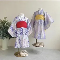 petitmain浴衣 2セット 110cm(薄紫地・黄帯) 90㎝(白地赤帯)のサムネイル