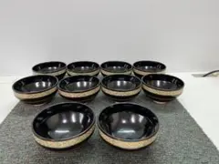 京焼　定靖　獨楽形　栄七宝　七宝繋ぎ　茶碗　盌　10杯　共箱付　茶道具　f709