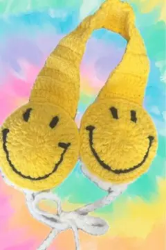 ハンドメイド/スマイリーフェイス耳あて・イヤーマフ