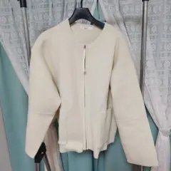 ニット ノーカラージャケット