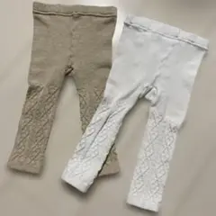 【美品】UNIQLO ユニクロ ベビースパッツ ベージュ×ホワイト 2色セット