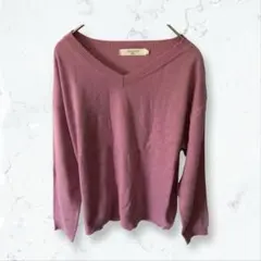 a3408 サマンサモスモス ブルー ニット 紫 L Vネック 無地 薄手 春秋