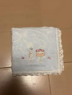 【新品未使用】Afternoon Tea 水色タオルハンカチ　刺繍入り
