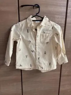 110サイズ ストライプ刺繍長袖シャツ