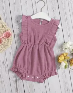 ベビー　フリル　ロンパース　ピンク　80cm