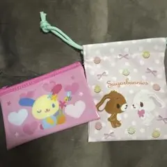 サンリオキャラクターズ　シュガーバニーズ　プチ巾着　フラットポーチ　ウサハナ