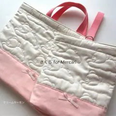 確認用 くまさんキルト 通園バッグ レッスンバッグ ハンドメイド