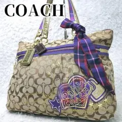 COACH 2way ショルダーバッグ タータンチェック ポピー ラメ y2k