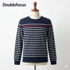 Doublefocus ボーダー長袖カットソー L ネイビー