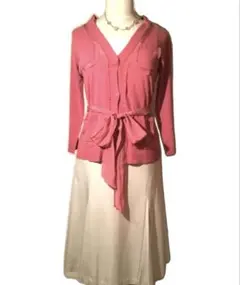 「超美品」 Coomb リボン付き　ローズ系サラサラ　カーディガンのサムネイル
