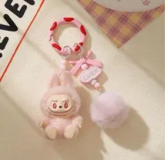 ラブブ キーリング(ピンク) らぶぶ Labubu キーホルダー 大人気 可愛い