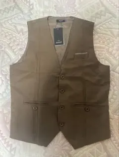 【新品】 ベスト ブラウン 茶色 ポケット メンズ