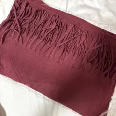 バーガンディ フリンジ付き マフラー 180cm