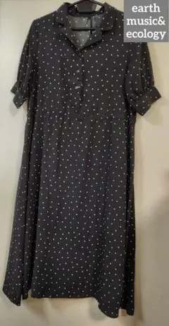 ［美品］earth music&ecology 半袖ドットワンピース サイズF