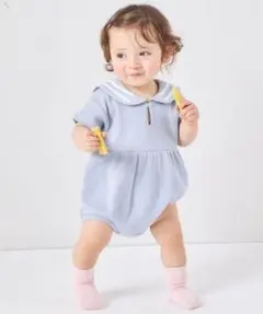 pairmanon セーラーカラー ロンパース｜ライトブルー｜80cm