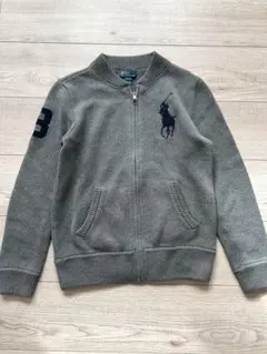 ラルフローレン ポロ ビッグポニー ニット　ブルゾン グレー　レディースXS〜S