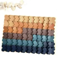 本革　四つ葉のクローバー(キャメル/茶/チョコ/グリーン/紺)型抜き60枚