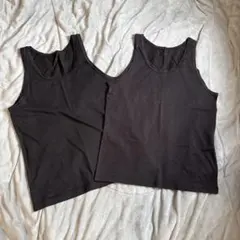UNIQLO エアリズムコットンタンクトップ M ブラック 2枚セット ※廃盤品