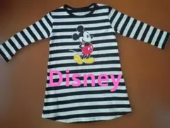 ディズニー 女の子ミッキーマウス ストライプ柄 ベビーワンピース 90cm