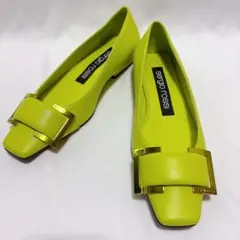 【美品】セルジオロッシ グリーン バレリーナ ネオン フラット 35のサムネイル