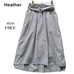 Heather ヘザー ベルト付 ストライプ ロング スカート キレイめ フリーのサムネイル