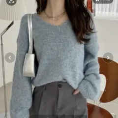 新品　ふんわりタッチ メランジが可愛い ゆるフワニット　ライトブルー　Sサイズ