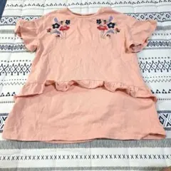 【特売品】alc 花柄刺繍 フリル 半袖 トップス ピンク 130cmのサムネイル