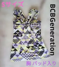 値下げ！BCBGeneration幾何学模様ノースリーブタンクトップS胸パッド付のサムネイル