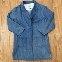 デニムブルー ボタン付きロングジャケット 120