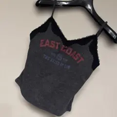 EAST COAST ロゴ グレー　カップ付き　レースキャミソール M