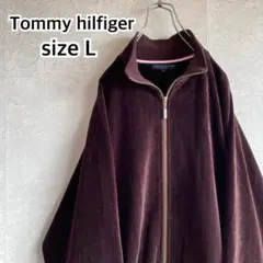 人気古着 トミーヒルフィガー ベロア ストライプ トラックジャケット ジャージ