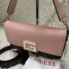 GUESS ショルダーバッグ 2way モノグラム ピンク ロゴ金具 タグ付き