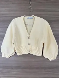 【美品】ZARA ビジューボタンカーディガン 七分袖