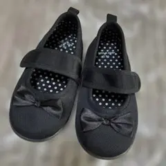 西松屋 リボン付き 黒 ブラック フォーマルシューズ　女の子 16cm