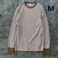 Healthknit ヘルスニットワッフル 長袖Tシャツ ボーダー【M】ブラウンのサムネイル