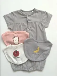 西松屋 半袖ロンパース＆スタイ３枚セット 50~60cm
