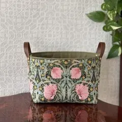 取っ手付き小物入れケース ♡ ウィリアムモリス ピンパーネル ハンドメイド
