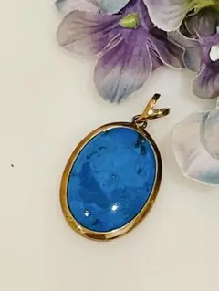 ◆美しいブルー◆ターコイズのペンダントヘッド◆おそらく18K◆長期保管未使用品◆