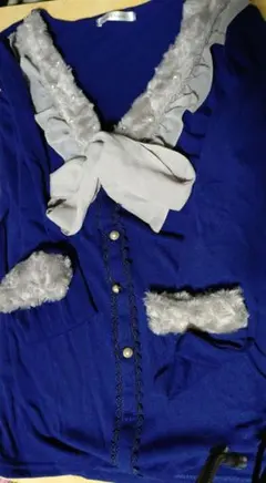 axes femme アクシーズファム 長袖 シャツ 紺色 ファー ふわふわ