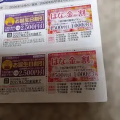 伊東園ホテルズ お誕生日割引券2枚　はなの金曜日割引券2枚のサムネイル