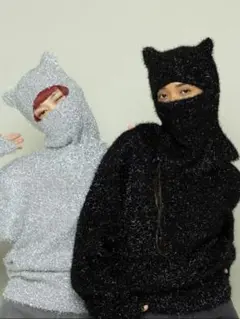 irojikake kirakira 猫耳 バラクラバ ブラック 黒
