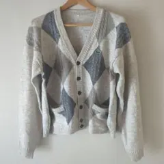 ​【希少】LACOSTE アーガイル ケーブル ニット カーディガン スペイン製