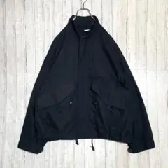 ミリター ブルゾン ジップアップ ジャケット ドローストリング ブラック