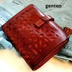 genten カットワーク 二つ折り財布 本革 経年変化のサムネイル