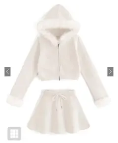 grl ファーパーカー×フレアスカートニットセットアップ[an1481]