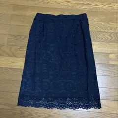 レース 台形 タイト スカート ネイビー 紺 フラワー 花のサムネイル